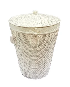 Eco-friendly Customizable Round Rattan Wicker Storage Basket Handle Folk Art Design Custom Color Logo Home Organization Vietnam