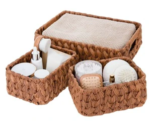 Rattan Basket Supplier 3 Pieces Set PE Rattan Woven Wicker Basket Plastic Bread Storage Fruit Basket