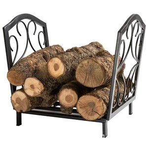 The Ironwork Storage Rack for the Fireplace Is Used for Storing Indoor Firewood.