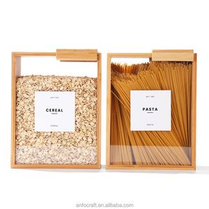Durable And Eco-Friendly Bamboo Dry Food Storage Containers With Cereal Dispenser Pantry-Friendly Fresh-Keeping & Waterproof