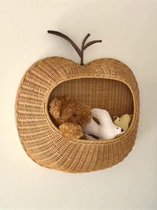 Handwoven Rattan Nordic Boho Irregular Shape Wall Shelf for Kids Rooms Living Room Bedroom Home Decor Multi-piece Package