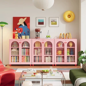 Modern Steel Home Storage Cabinet With Striped Glass Door For Unused Corners Dining Areas Maximizing Small Living Room Space