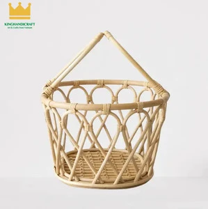 Elegant Natural Rattan Storage Basket With Handle Rattan Decorative Picnic Basket Fruit Basket Home Decor