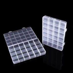 Transparent Plastic Storage Box with 24 Compartments, Jewelry Storage Box with Lid, Desktop Storage Box, Can Hold Small Parts
