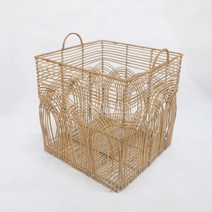 Natural Bamboo Wicker Basket Laundry & Clothing Organizer Cleaning Storage Holder for Kitchen Space