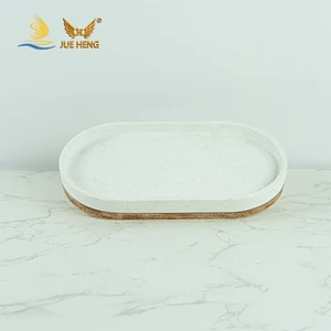 Cement Oval Tray Cement Bathroom Amenity Storage Tray for Hotel and Home