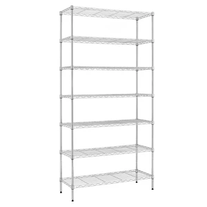 Heavy-Duty 7-Tier Stainless Steel Freestanding Wire Rack Storage Organizer for Bathroom Living Room Kitchen