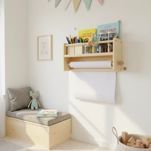 Customized Modern Double Tier Wood Shelf for Kids Bedroom and Bathroom Wall Decor Storage Rack
