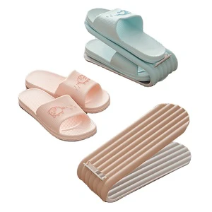 One Piece Household Space Saving Adjustable Double Layer Shoe Rack Vertical Storage Artifact Dormitory Tiered Shelving Folding