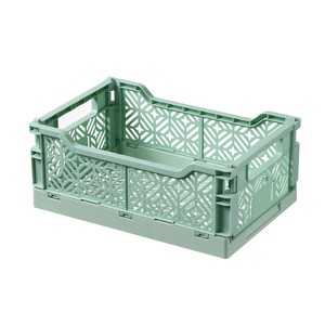 Home Save Space Vented Collapsible Multi Functional Plastic Foldable Snack Crates Organizer Storage Basket