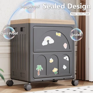 Large Capacity PP Foldable Eco-Friendly Storage Bins with Locking Lid & Casters Use As Cloth Organizer & Shoe Storage