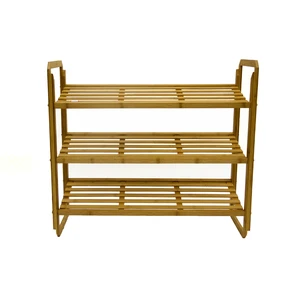 Cheap Price Bamboo Shoe Bench Entryway Storage 3 Tier Rack