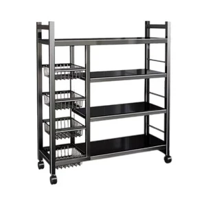 Metal Trolley Cart Multilayer Rotating Kitchen Storage Rack Thicken Household Fruit Vegetable Basket Shelf Living Room Bathroom
