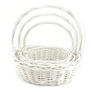 HF0352 White Eco-Friendly Durable Plastic Wicker PP Rattan Multi-Purpose Tall Hamper Basket Set for Shopping Wedding Use