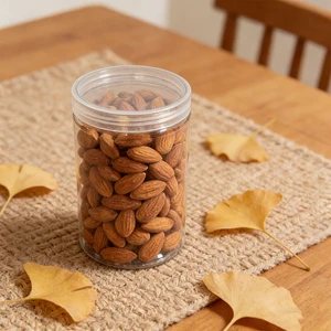 Clear PET Plastic Round Storage Jars With Wide-Mouth Lids For Snack Candy Cookie Storage