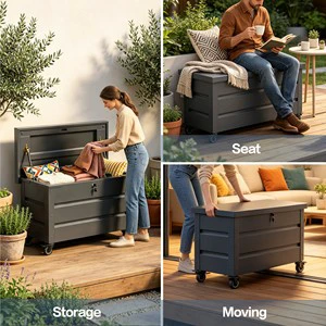 Outdoor Garden Storage Cabinet & Box With Lockable Design Rot Proof Easily Assembled Metal Construction Waterproof