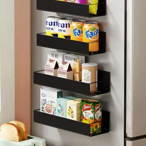 Magnetic Metal Refrigerator Side Storage Rack Wall-Mounted Spice Rack for Seasoning Storage