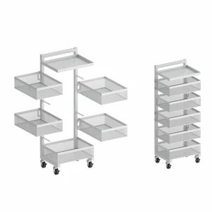 Joyings Black Metal Rotating Storage Rack With Wheels And 5 Tier Wire Baskets For Kitchen And Versatile Holders & Racks