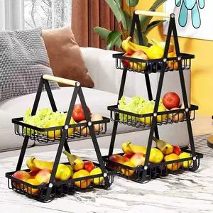Multi-Layer Metal Fruit Tray Rack For Home Desktop Kitchen Countertop Living Room Snack Fruit Display Standing Basket Storage