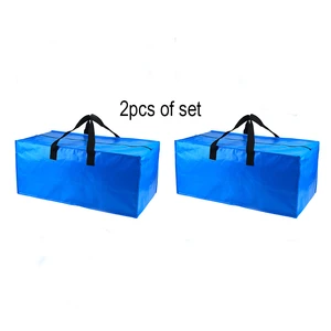 2pcs Of Bag Large Tear Resistant Packing Moving House Storage Containers With Handles Blue Plastic Moving Bags