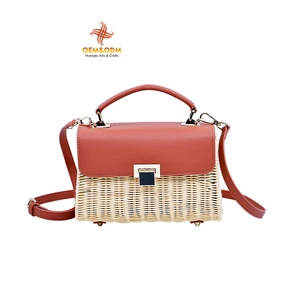 Natural Custom Handmade Bamboo Other Rattan Wicker Gift Storage Baskets Crossbody Bag With Hand-Held Daily Travel OEM Service