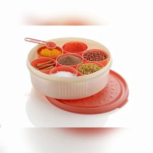 Eco-Friendly PP Durable Modern Plastic Spice Box Set with Multiple Compartments Transparent Lid for Kitchen Seasoning Storage