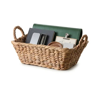 Modern Rectangle Water Hyacinth Storage Basket-Space-Saving Multi-Purpose Design