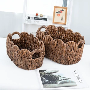 Customized Size Handmade Water Hyacinth Storage Baskets Decorative Storage Container Multifunction Ideal for Home Organizing