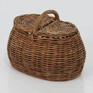 Modern Rattan Oval Picnic Basket for Outdoor Use