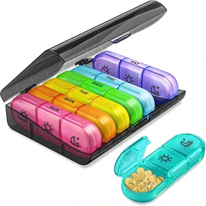 Weekly Pill Organizer 3 Times a Day Portable Pill Case with Separate Container for Medication, Vitamins, Fish Oil