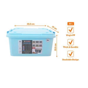 20L Rolling Plastic Storage Container with Wheels and Carry Handle Stackable Organizer Box for Kitchen & Bedding Items