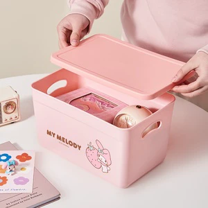 Melody Sanrio Cartoon Cute PP Plastic Lightweight Durable Portable Storage Box Desktop Home Organizer Container