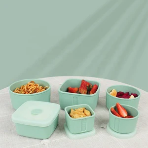 Family Size Stackable Airtight Vacuum Preservation Lunch Box Silicone Food Storage Containers with Lids