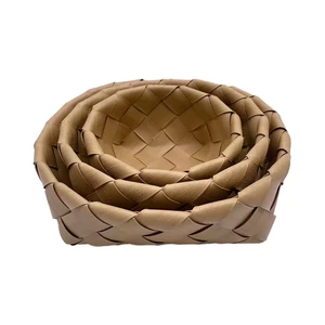 Modern Home Decor Grocery Storage Box Handwoven Wooden Rattan Basket for Egg Onion Ginger Garlic Organizer Modern Gift Baskets