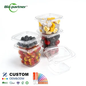 Custom Print Disposable 8 12 16 20 24 32 Oz Tamper Proof Evident Square Takeout Blister Plastic PET Fruit Container