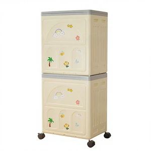 Stackable Foldable PP Eco-Friendly Storage Bin with Wheels & Transparent Lid Kitchen & Shoe Storage Organizer