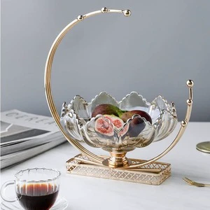Light Luxury New Chinese European Style Glass Dried Fruit Plate Household Living Room Coffee Table Storage Snack Decoration