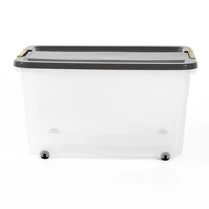 Large Transparent Classic Multipurpose Stackable Plastic Storage Box with Wheel