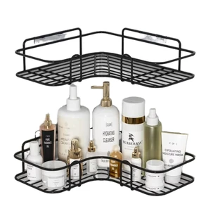 Hot Sale Single-Tier Iron Adjustable Multifunction Bathroom Tripod Rack Hole-Free Corner Wall Shelves for Tools Triangle Design