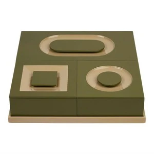 Green and Beige Dual-Tone Decorative Storage Box Handmade Modern Organizer Box for Home, Office, or Retail Display