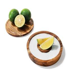 High Quality Polished 3-in-1 Acacia Wood Salt Rimmer Cutting Board & Storage Container Set For Home Decor