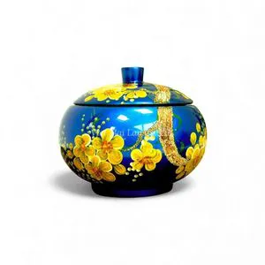 Lacquer Jar Handmade Decorative Storage Container for Home Kitchen Table Bathroom Decor