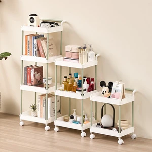 Floor-standing Plastic Shelving Unit Mobile Bookcase Office Bedside Storage Bedroom Organizing Rack Kitchen Bathroom Toilet