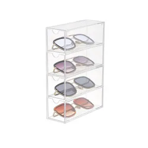 Wholesale Four-layer Acrylic Glasses Case Stackable Toy Stationery Drawer Storage Box Suitable for Home Bathroom Bedroom