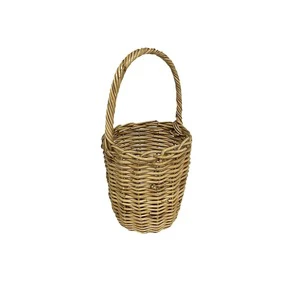 Pastoral Style Simple Flower Basket Handmade Woven Rattan Art Eco-friendly Storage Basket Portable Real Rattan Rattan Woven