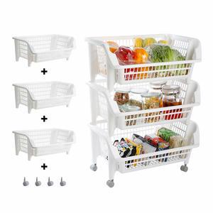 YD-096 Item 2/3/4-layer Creative Layered Stackable Vegetable Fruit Food Storage Rack Organizer Tomato Plastic Rack with Wheels