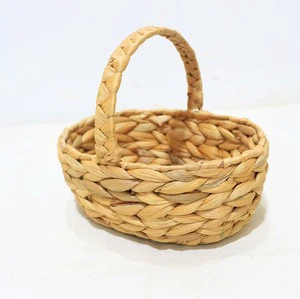 Handmade Rustic Water Hyacinth Storage Basket Handwoven Eco-Friendly with Handle for Gift Packing & Storage