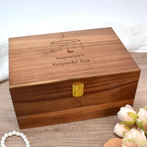 Large Wooden Keepsake Box Wood Storage Box Decorative Boxes with Lid for Storing Keepsake Memory Gift