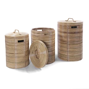 High Quality Rattan Wicker Laundry Basket Made of Rattan Jawit with Fabric Lining Inside with Lid From Indonesia