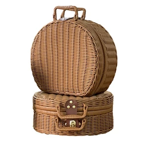 Semicircular Wicker Basket PP Plastic Rattan Basket for Gift Storage Basket